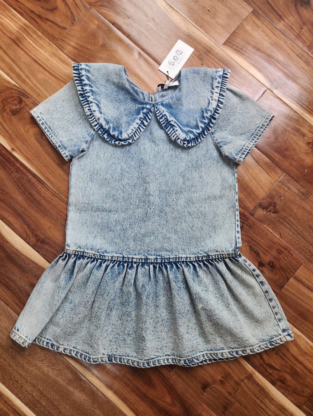 NWT SEA New York Light Blue Denim Dress with Peter Pan Collar & Drop Waist. 5-7y
